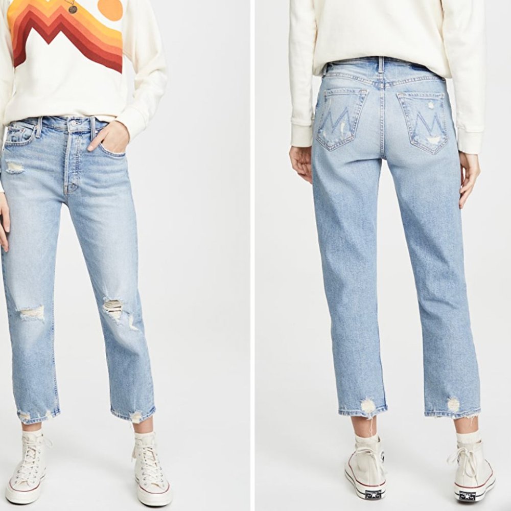 MOTHER Light Blue Cropped Jeans